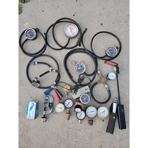 Vintage Automotive & HVAC Pressure/Vacuum Gauge Collection - 20+ Piece Tool Lot
